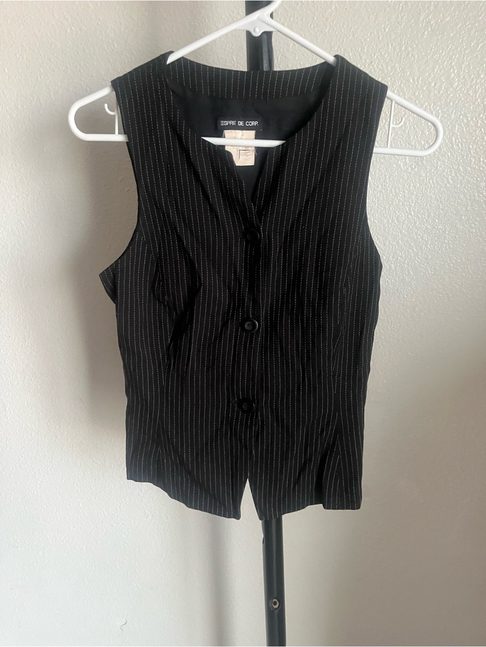 Esprit Black Pinstripe Tailored Vest